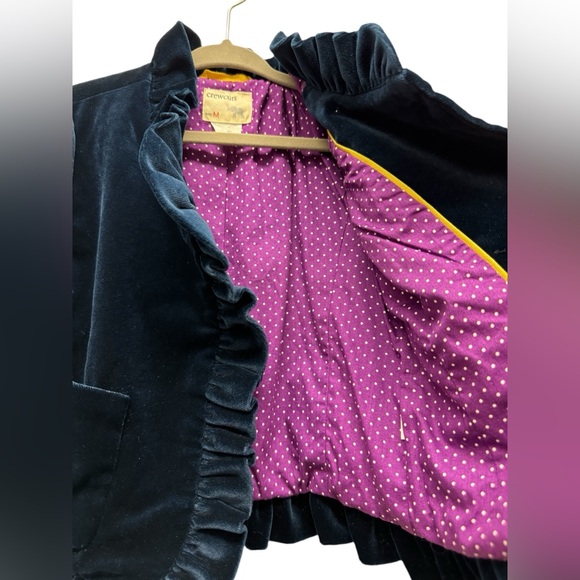 J. Crew Crewcuts velvet ruffle jacket, cotton, navy blue, girl's medium - Picture 6 of 6